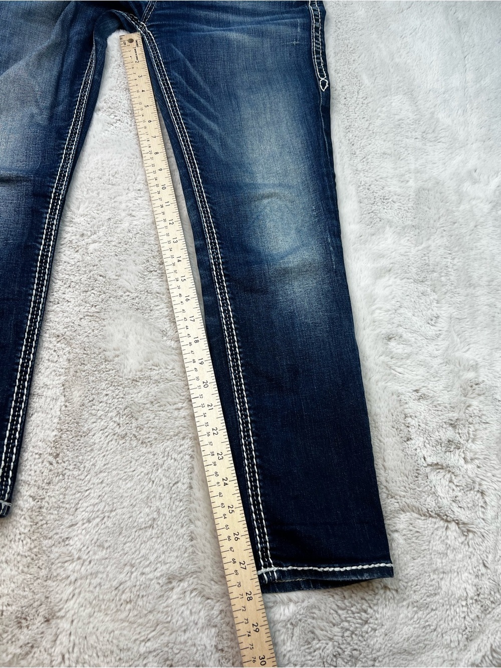 Rock Revival Jeans Low Rise Mei Ankle Skinny Size 29 Fit Dark Wash Blue Bling - Picture 9 of 13